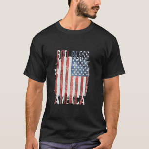 Camiseta Estilo angustiado América Deus abençoe de bandeira