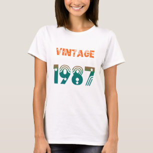 Camiseta Estilo Ano de Nascimento Retro 1987 Vinta