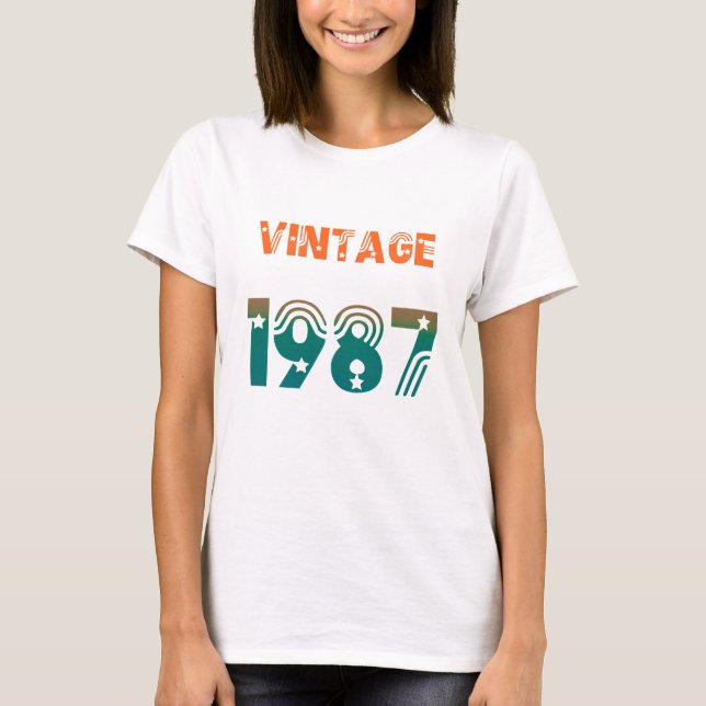 Camiseta Estilo Ano de Nascimento Retro 1987 Vinta (Frente)