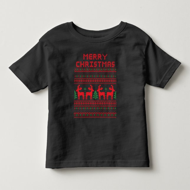 Camiseta estilo arte pixel natal feliz (Frente)