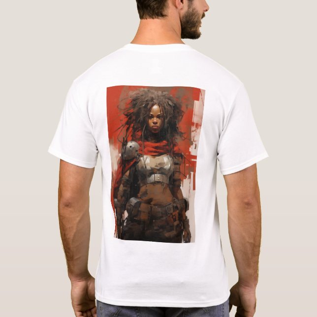 Camiseta Estilo artístico dos guerreiros africanos por Ashl (Verso)