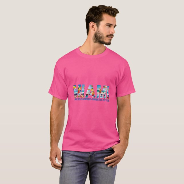 Camiseta Estilo Atemporal de Verão Sem Fim de Miami  (Frente Completa)