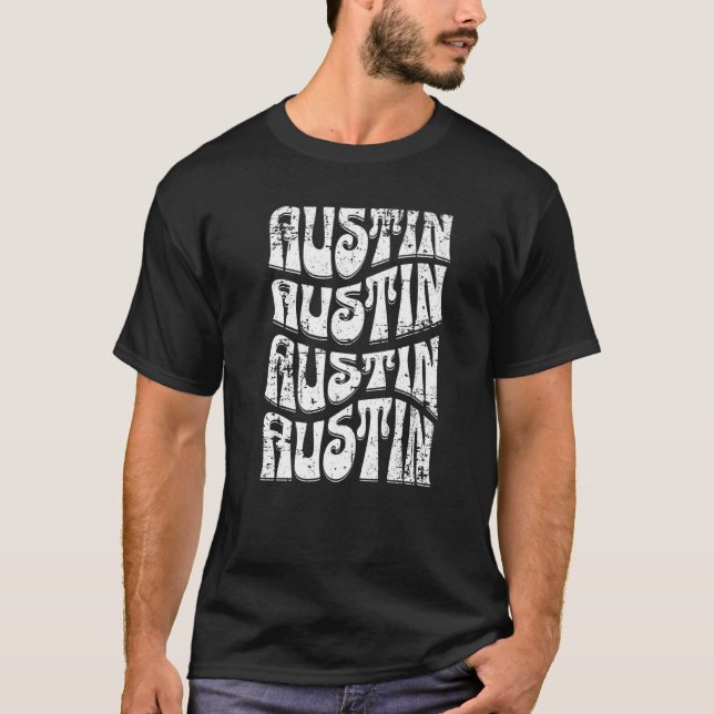 Camiseta Estilo Austin Texas Retro 60s 70s com dificuldades (Frente)