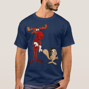 Camiseta Estilo Autenticado Rochoso e Bullwinkle em Distânc