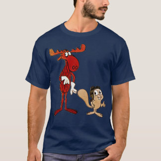 Camiseta Estilo Autenticado Rochoso e Bullwinkle em Distânc