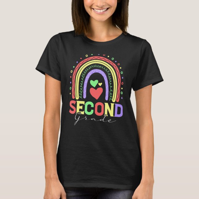 Camiseta Estilo Boho Arco Arco-Íris Pasta De Segundo Grau V (Frente)
