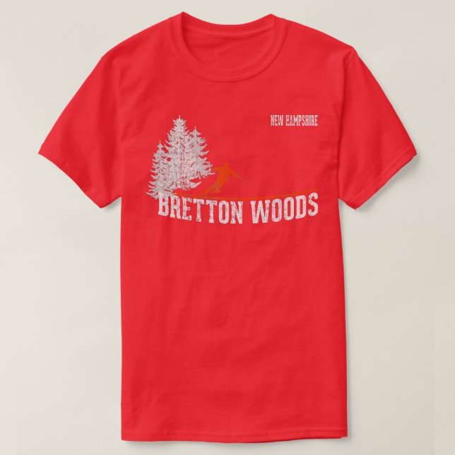Camiseta Estilo Bretton Woods NH - Esqui Vintage dos anos 8 (Frente do Design)