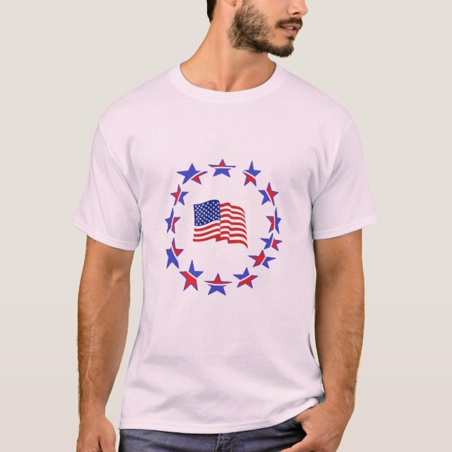 Camiseta Estilo: Camisa-T Básica Masculina — Bandeira Patri (Frente)