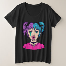 Camiseta estilo cartoon de menina fofa Pastel