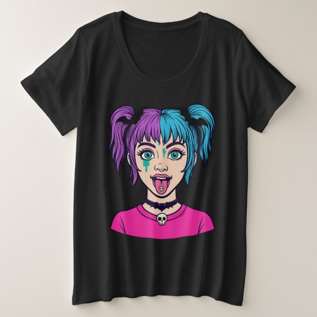 Camiseta estilo cartoon de menina fofa Pastel (Frente do Design)