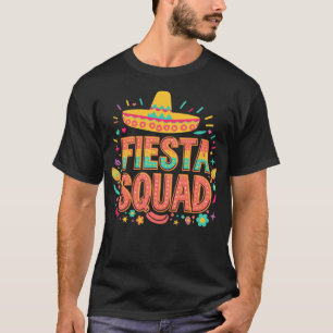 Camiseta Estilo Colorido de Cinco de Mayo, Esquadrão Fiesta