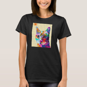 Camiseta Estilo Colorido de Pop de Arte de Gato Colorido