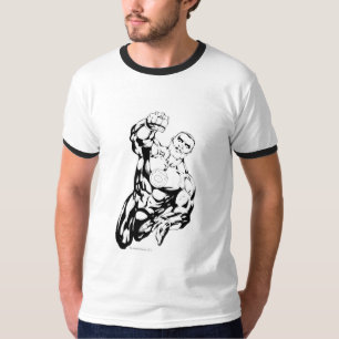 Camiseta Estilo cómico - voando acima, preto e branco