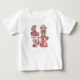Camiseta Estilo Country Vintage "Amor" com uma Cowgirl Loir