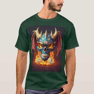 Camiseta estilo crânio de mascote de drago design 100% algo