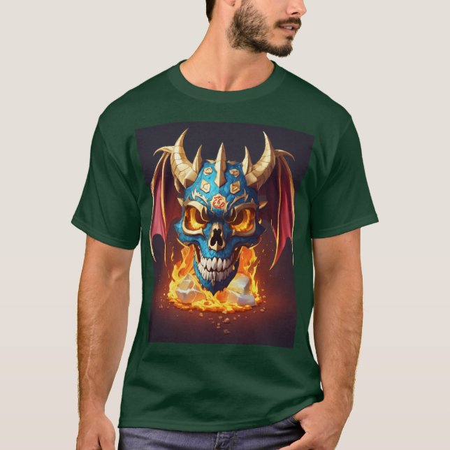 Camiseta estilo crânio de mascote de drago design 100% algo (Frente)