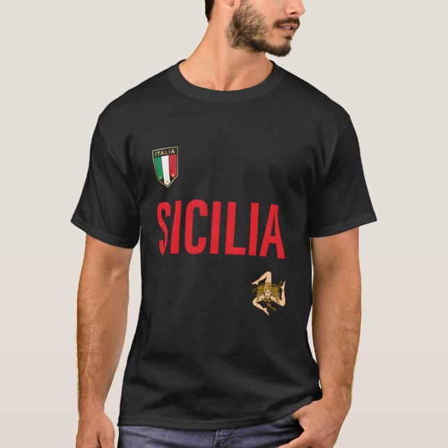 Camiseta Estilo Da Equipe Sicília Com Trinacria E Italia Sh (Frente)