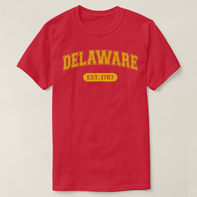 Camiseta Estilo da Escola Retroativa Delaware 1787 Distante (Frente do Design)