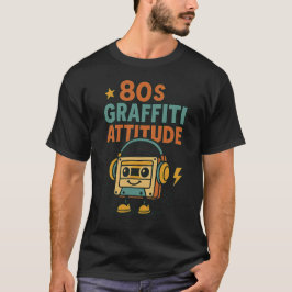 Camiseta Estilo da rua Cassette Retro com Atitude de Grafit