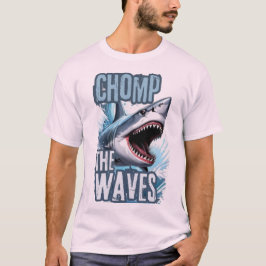 Camiseta Estilo da rua de Grafite das ondas de tubarão azul