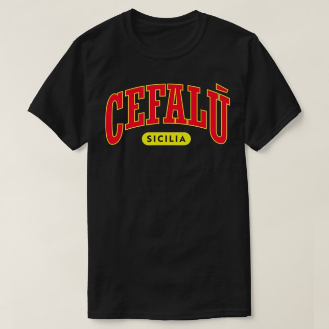 Camiseta Estilo da Universidade do Orgulho Siciliano Cefalu (Frente do Design)