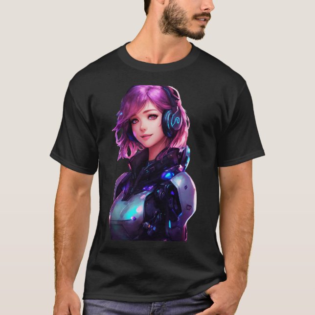 Camiseta Estilo de anime Cyborg feminino (Frente)