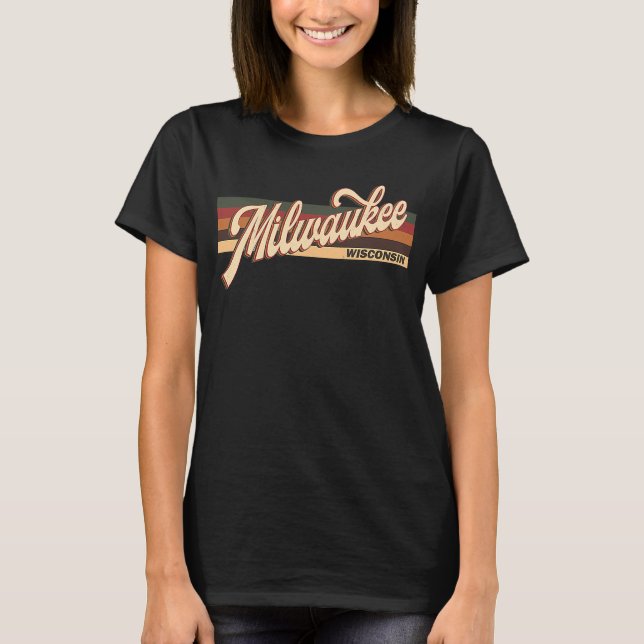 Camiseta Estilo de Anos 80 de Milwaukee Wisconsin Retro 197 (Frente)