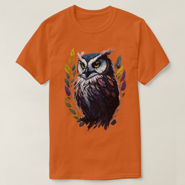 Camiseta Estilo de Aquarela com Captação de Design de Coruj (Frente do Design)