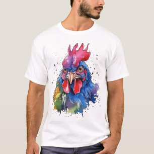 Camiseta Estilo de Aquarela de Galinha do País Rooster