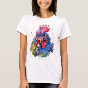 Camiseta Estilo de Aquarela de Galinha do País Rooster