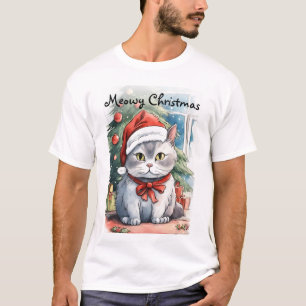 Camiseta Estilo de aquarela do gatinho adorável Meowy Crist