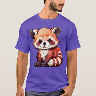 Camiseta estilo de aquarela vermelho-panda