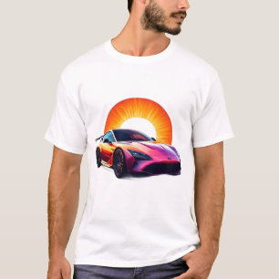 Camiseta Estilo de Arte de Carros Esportivos com Pinceladas