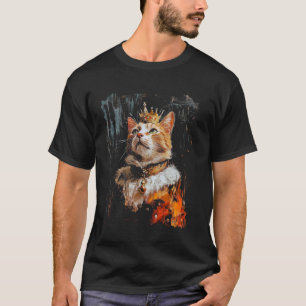 Camiseta Estilo de Arte Design Com Um Gato Nele Renascença