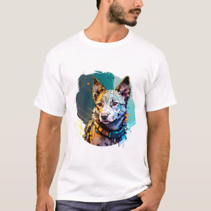 Camiseta Estilo de Arte em Tinta Retrato de Cachorro