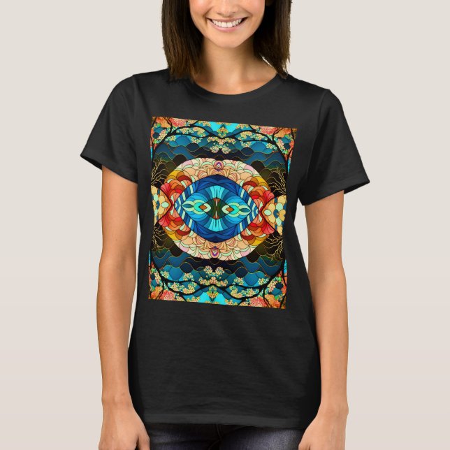CAMISETA ESTILO DE ARTE JAPONÊS FLORESTA SIMÉTRICA (Frente)
