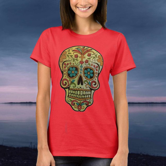 Camiseta Estilo de Arte Mexicano do Crânio do Açúcar (Criador carregado)