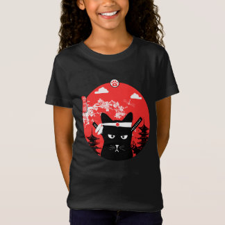 Camiseta Estilo de Arte Ninja de Design de Gato Japonês Vin