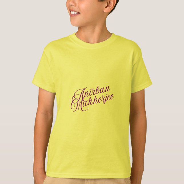 Camiseta Estilo de Assinatura Elegante Nome Art Anirban Muk (Frente)