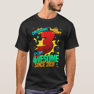 Camiseta Estilo de banda desenhada aniversário de 3 anos In