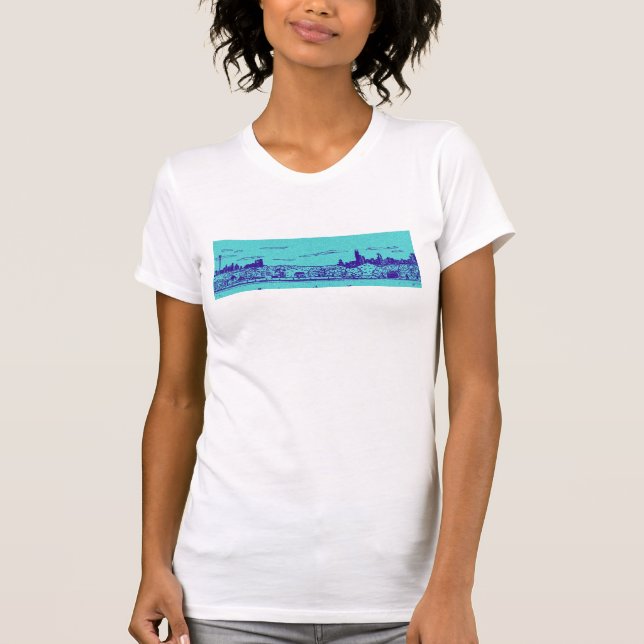 Camiseta Estilo de banda desenhada azul e lacrimogênea Chic (Frente)