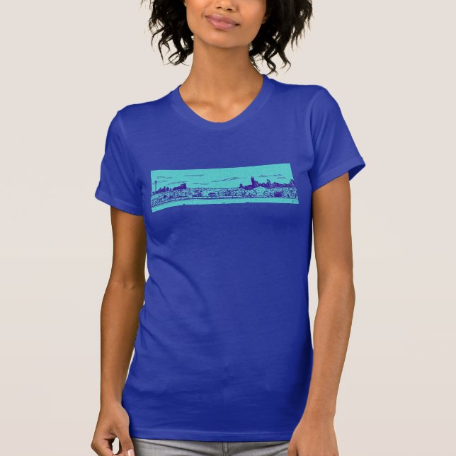 Camiseta Estilo de banda desenhada azul e lacrimogênea Chic (Frente)