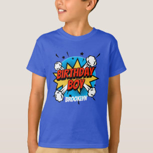 Camiseta Estilo de banda desenhada Birthday Boy splash