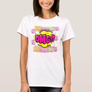 Camiseta Estilo de banda desenhada Pop Arte Retro Cor-de-ro