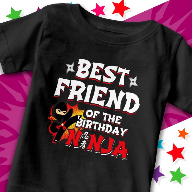 Camiseta Estilo de BD Melhor Amigo do Aniversário Ninja (Criador carregado)