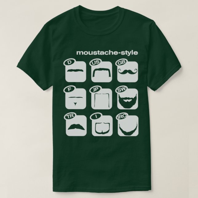 Camiseta Estilo de bigode mundial (Frente do Design)