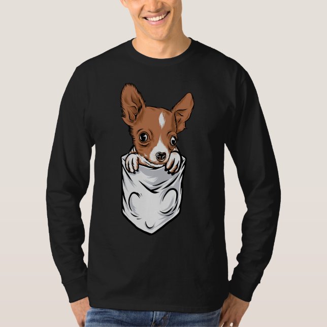 Camiseta Estilo De Bolso Adorável Chihuahua Puppy E Bonito (Frente)