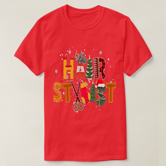 Camiseta Estilo de Cabelo de Natal (Frente do Design)