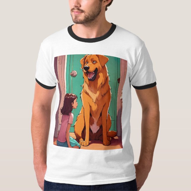 Camiseta Estilo de Cachorro Preguiçoso: Tee Ringer Básico M (Frente)