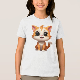Camiseta Estilo de Cartoon de Gato Laranja Bonito - 89738